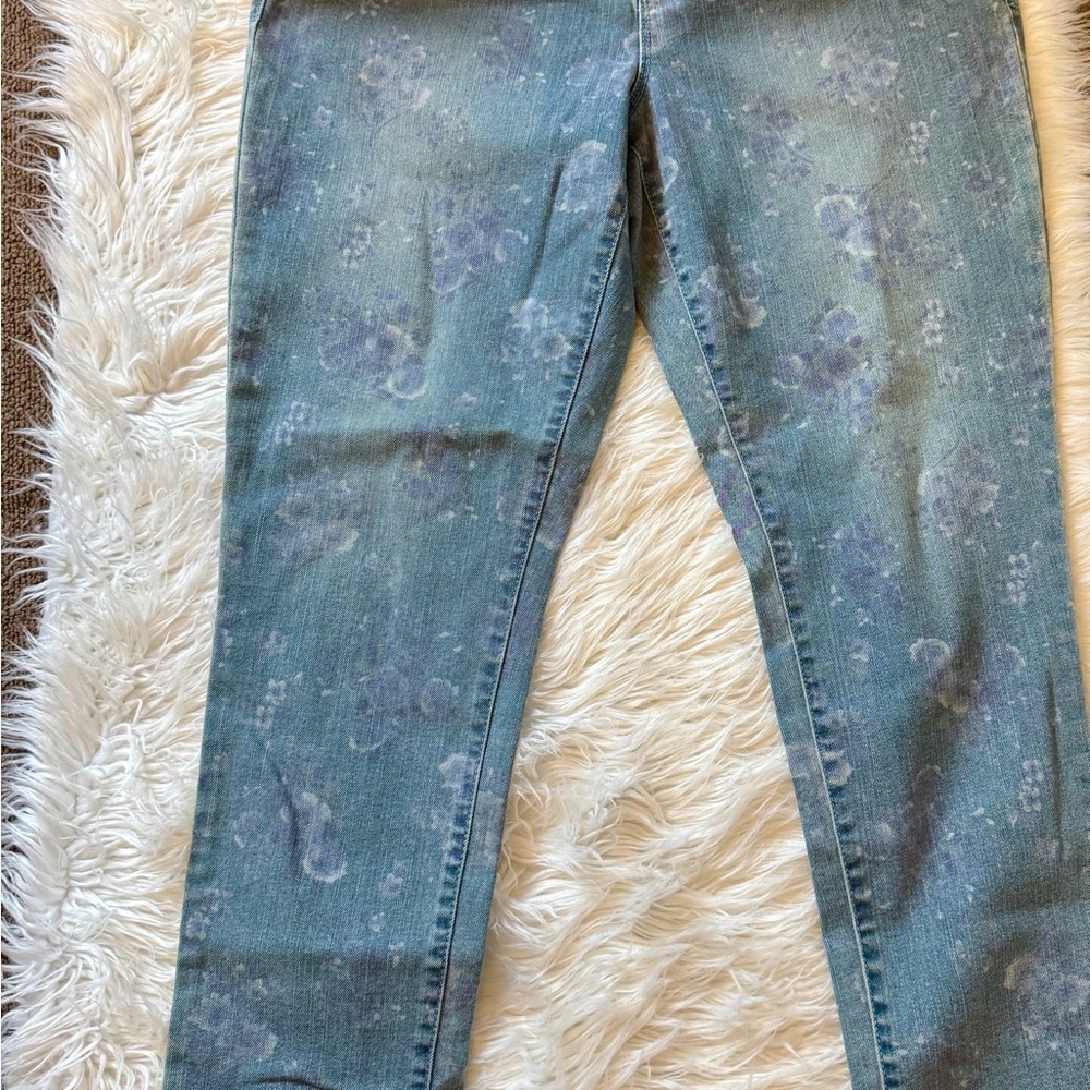 LC Lauren Conrad Floral Blue Skinny Jeans